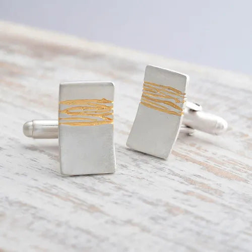 Etched Silver and Gold Cufflinks