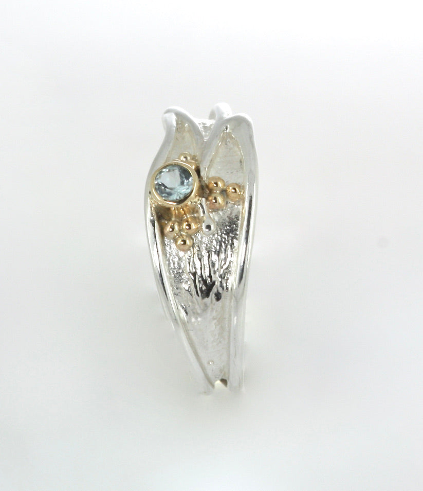 Silver & 9ct Gold Topaz Ring