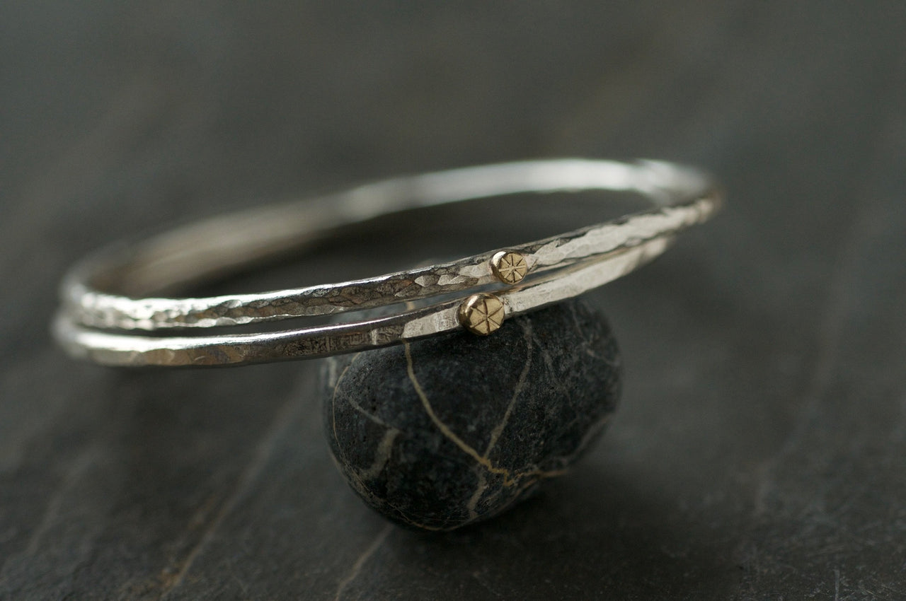 Textured Bangle with Gold Star