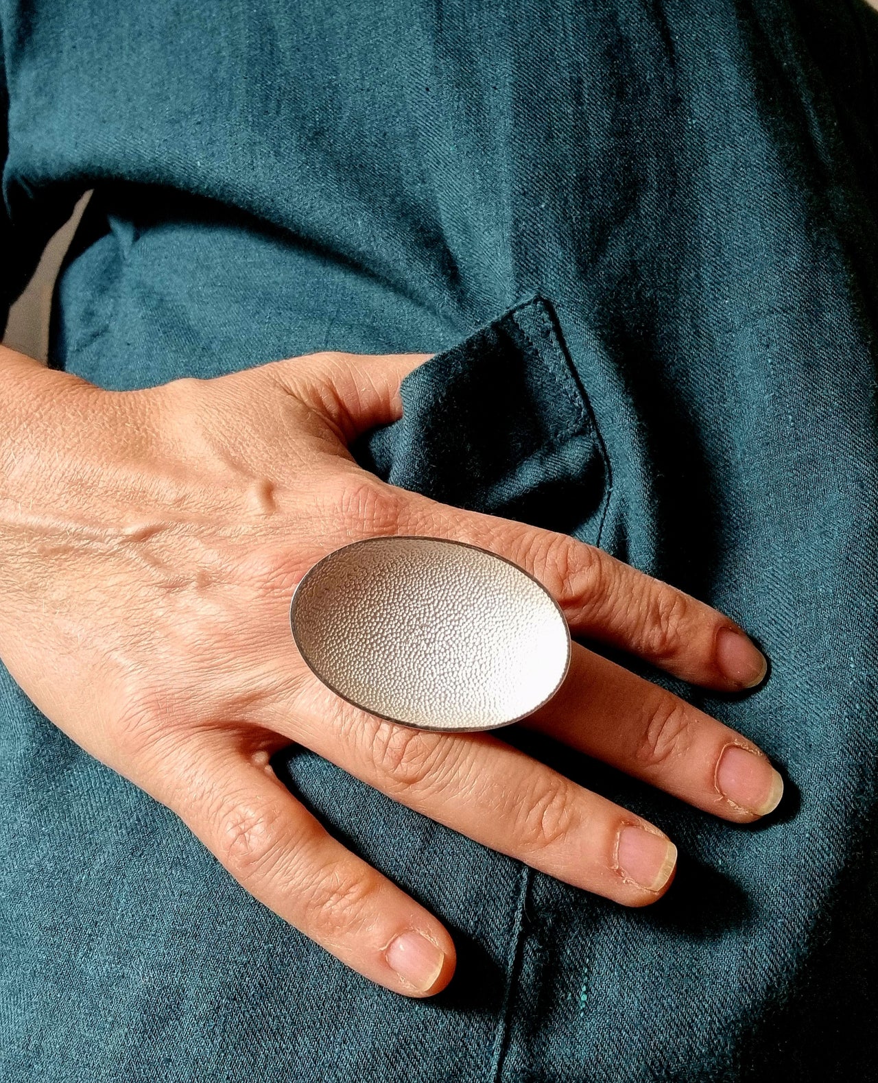 Large Elliptic Ring Portrait Silver