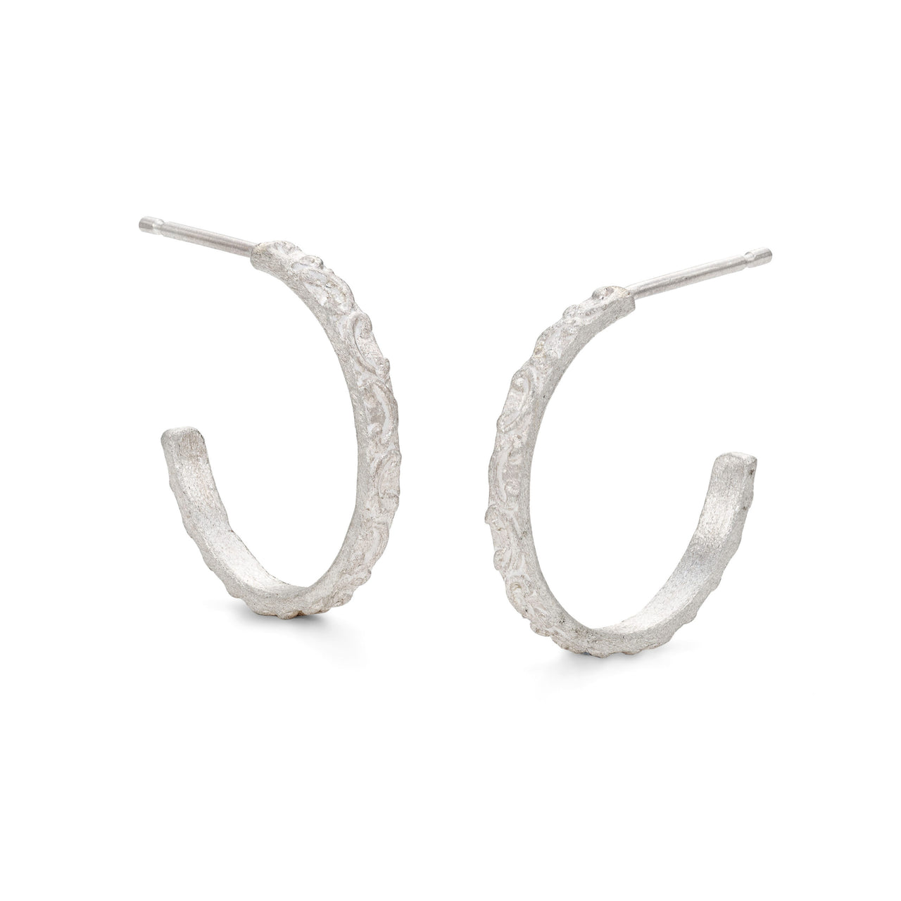 Silver Patterned Hoops