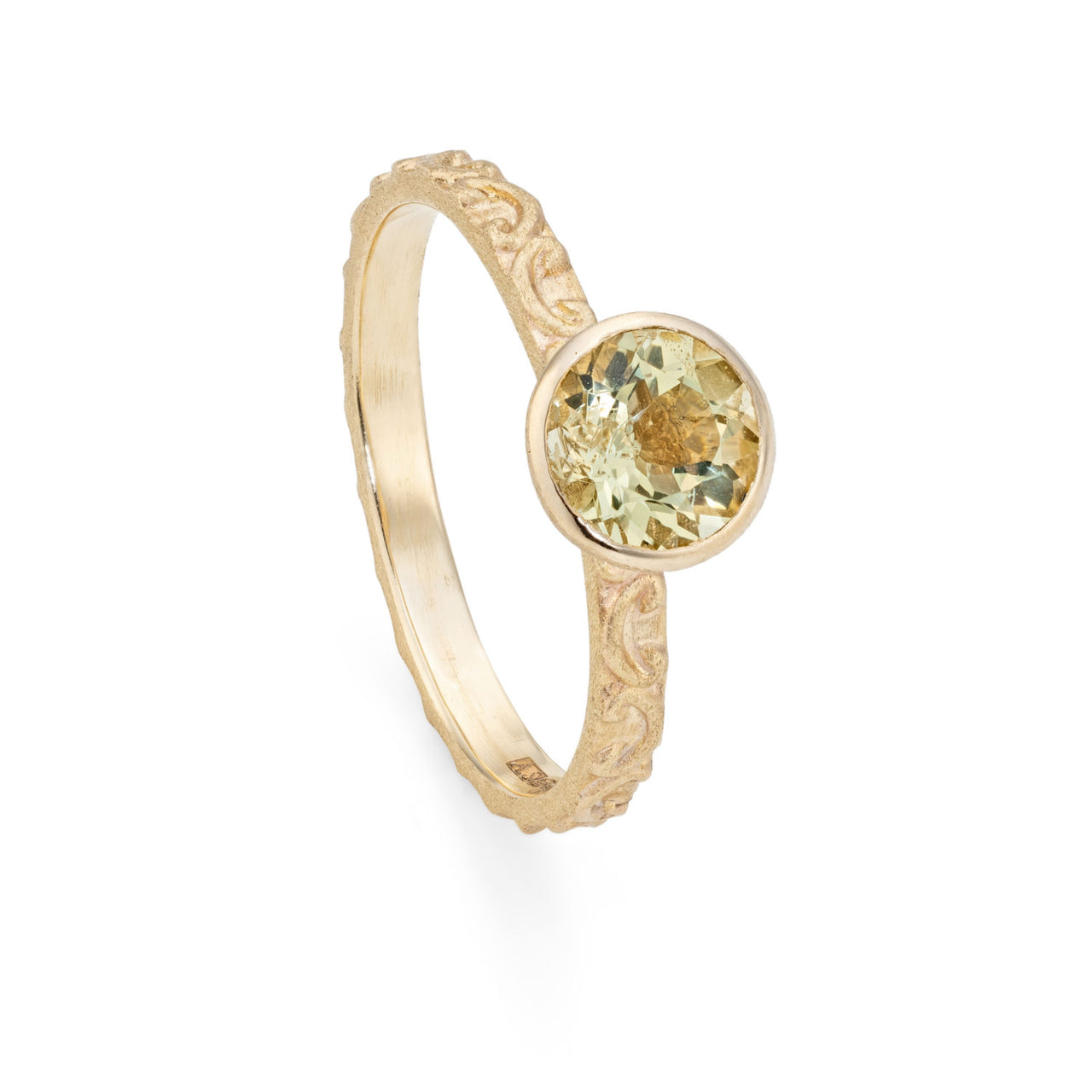 Gold Green Beryl & Brown Diamonds Ring