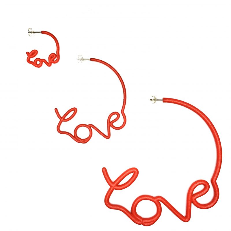 Red Small 'Love' Hoops