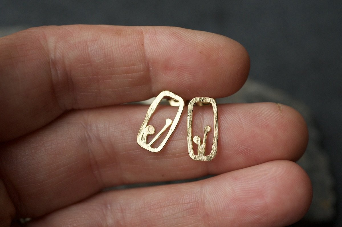 Mini Monolith Lichen Studs - Gold Plated