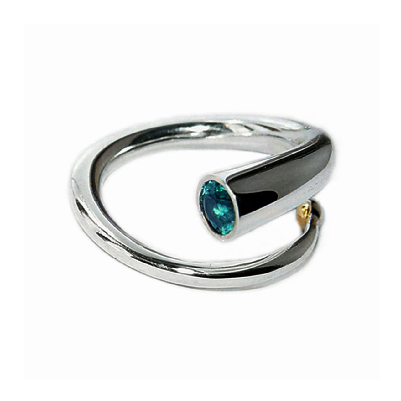 Tapered Spiral Wiggle Ring with Topaz and 18ct Gold