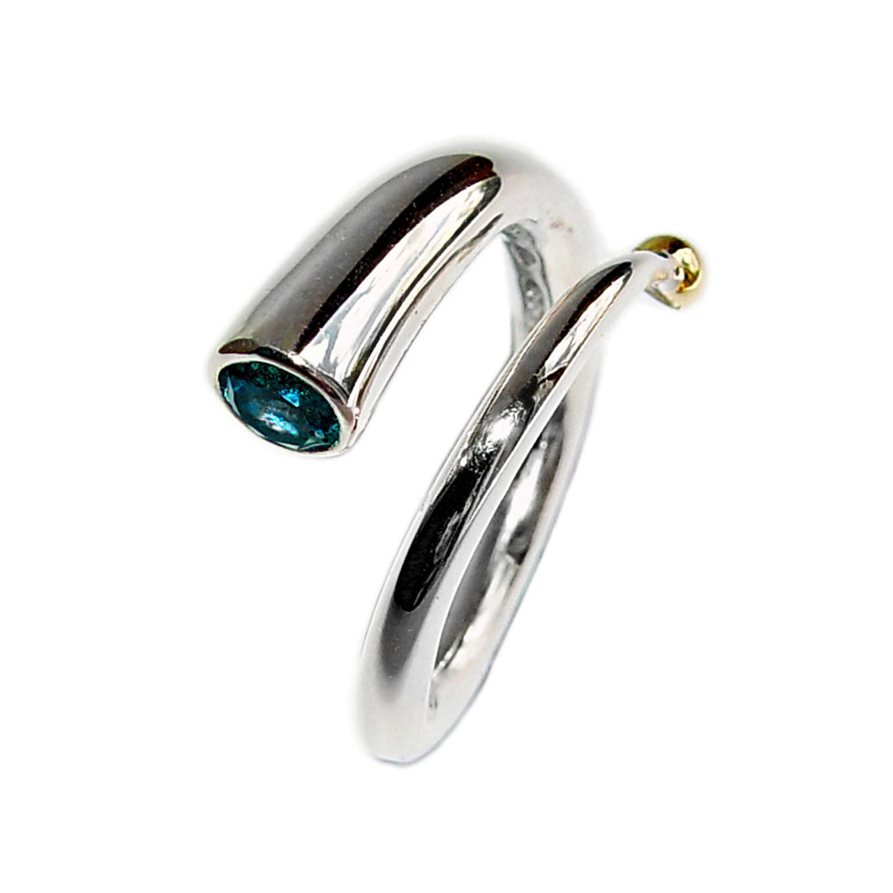 Tapered Spiral Wiggle Ring with Topaz and 18ct Gold