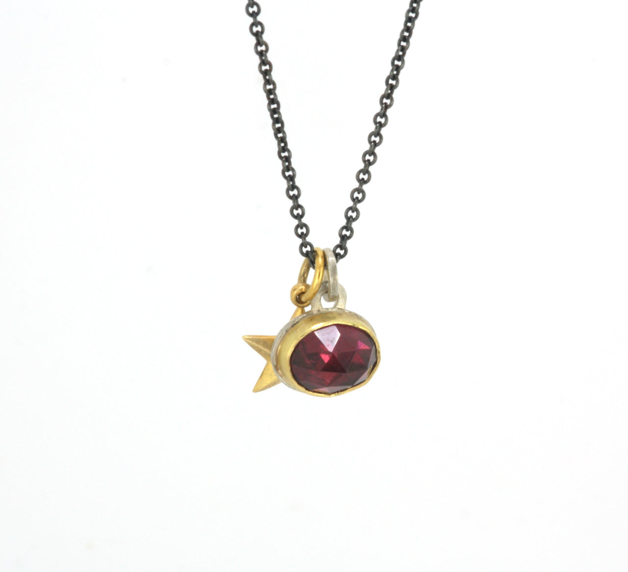 Garnet and 18ct Gold Oxidised Necklace