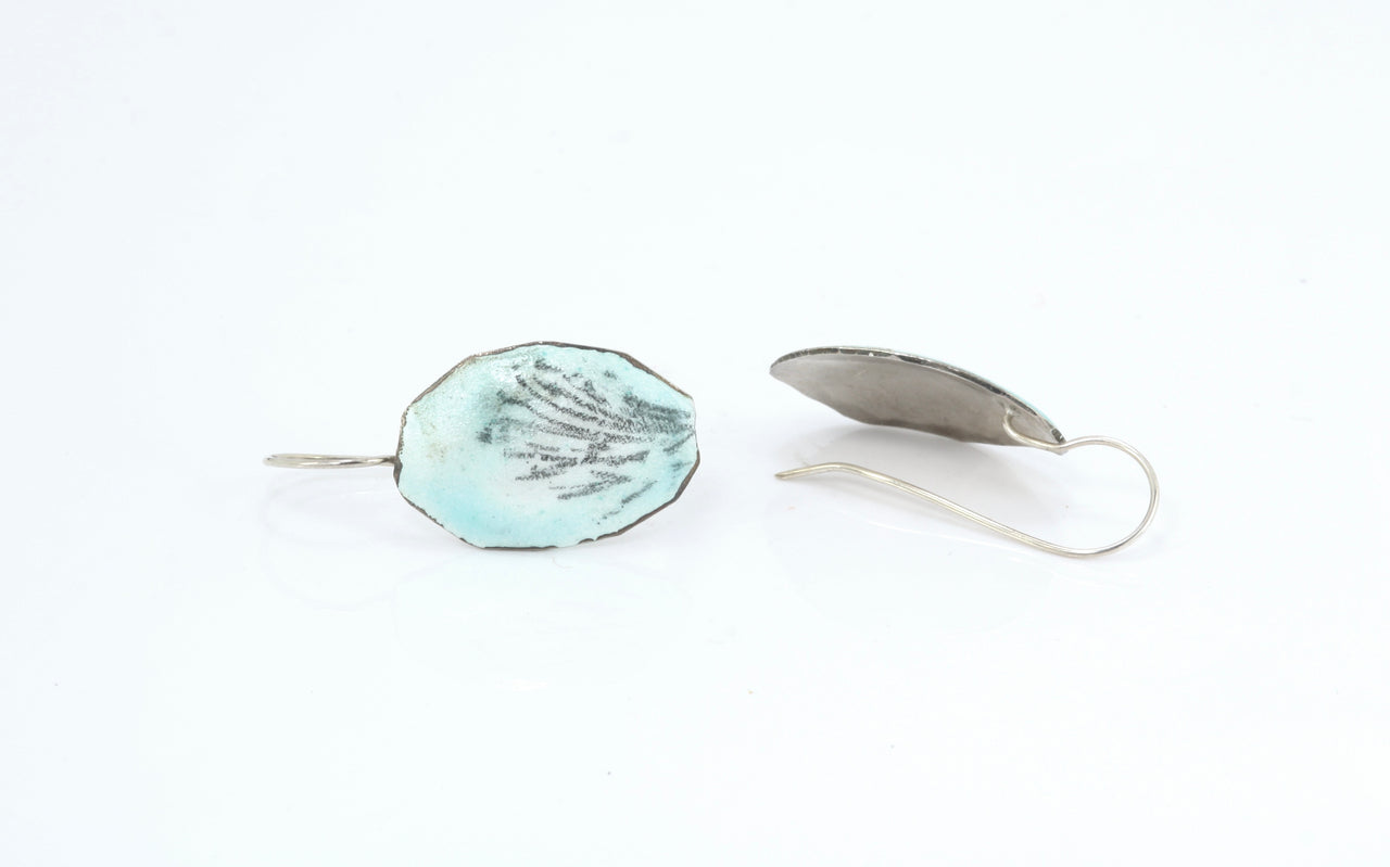 Enamel Hook earrings - Pale Blue