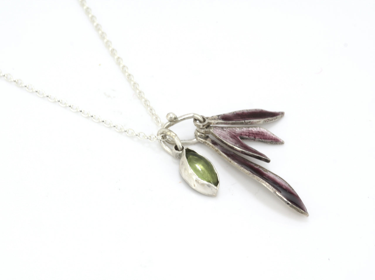 Plum Enamel Necklace With Peridot