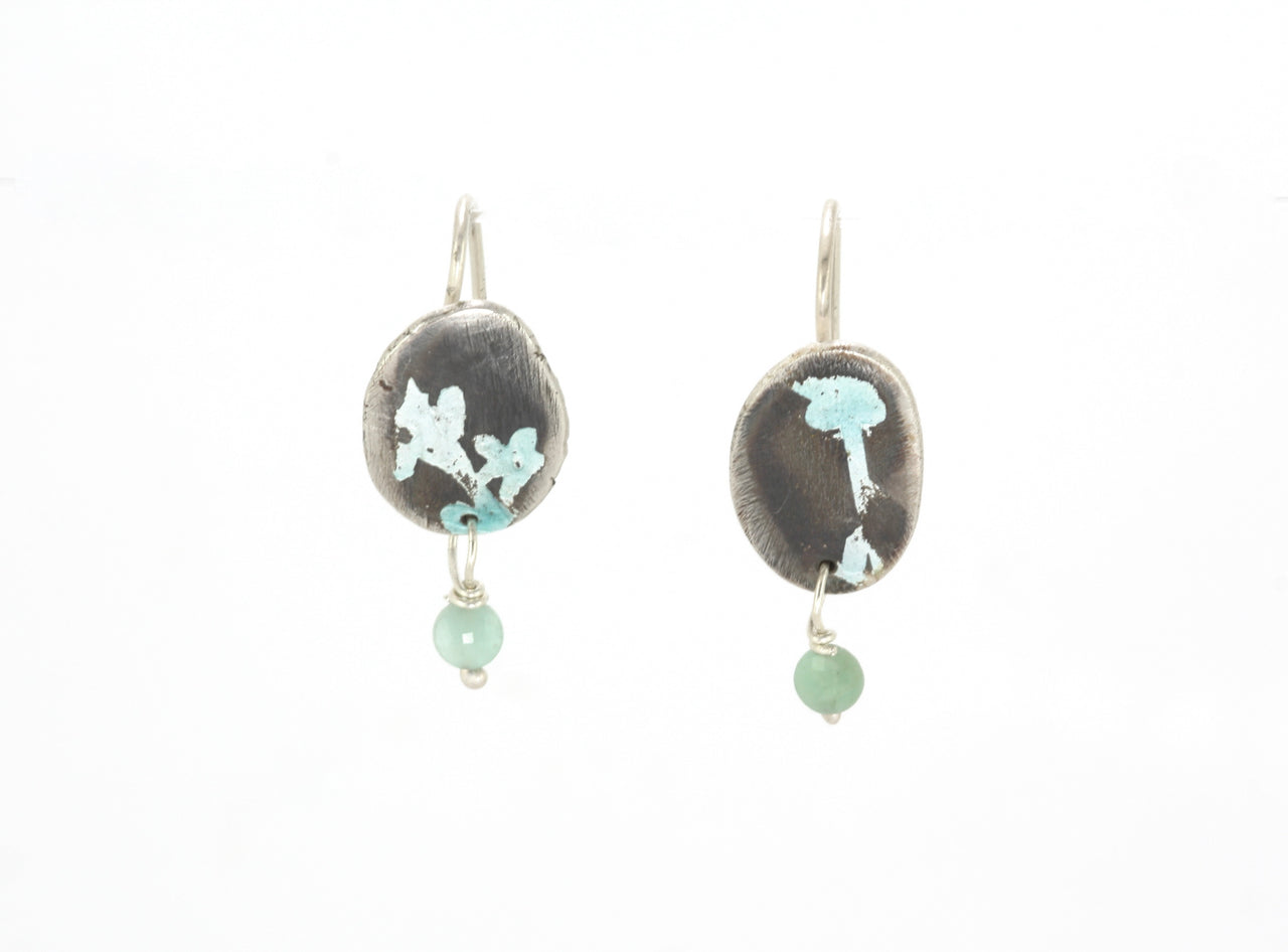 Enamelled Nugget Earrings with Emeralds