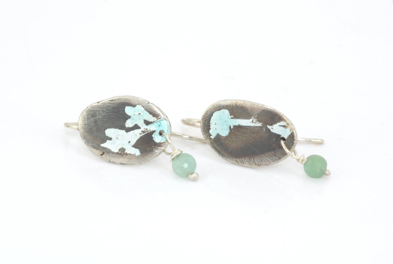 Enamelled Nugget Earrings with Emeralds