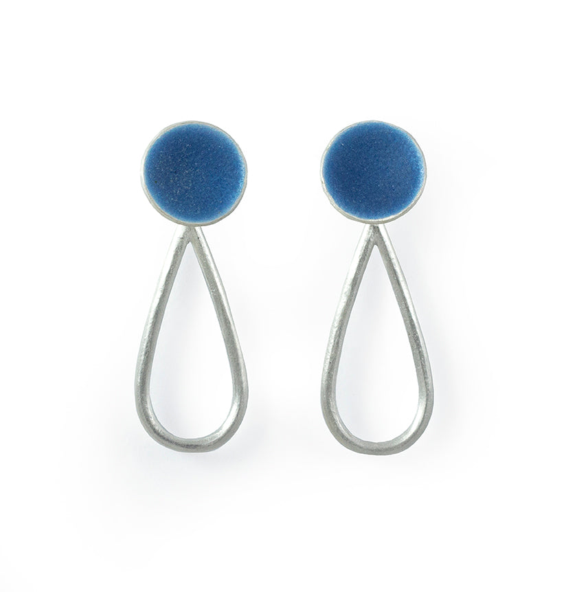 Blue Enamel Teardrop Earrings