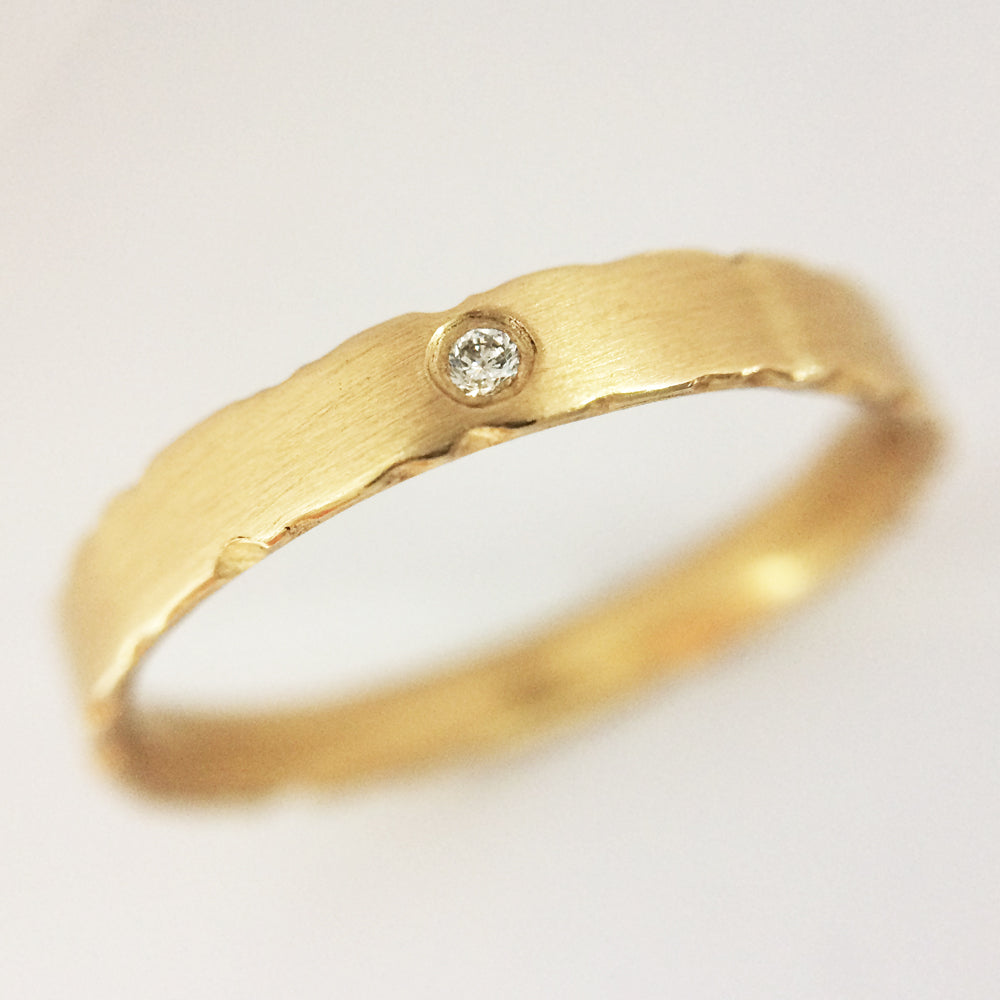 9ct Gold Diamond Engagement Ring With Nibbled Edges