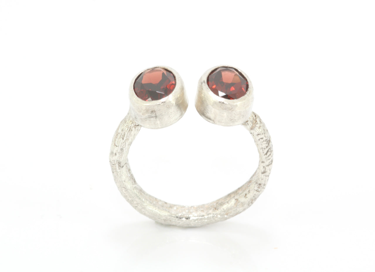 Garnet and Silver Ring