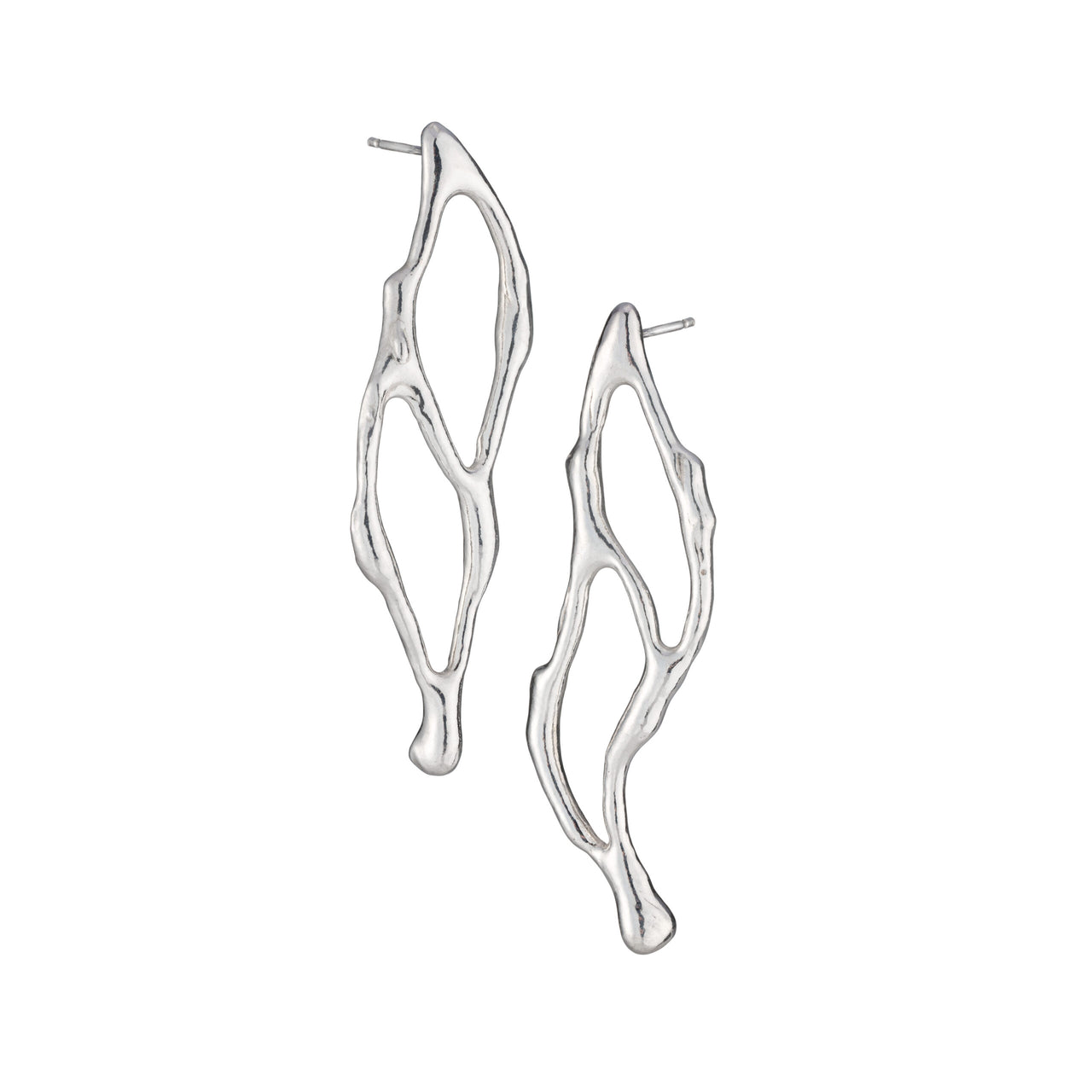 Sterling Silver Double Fragment Stud Earrings