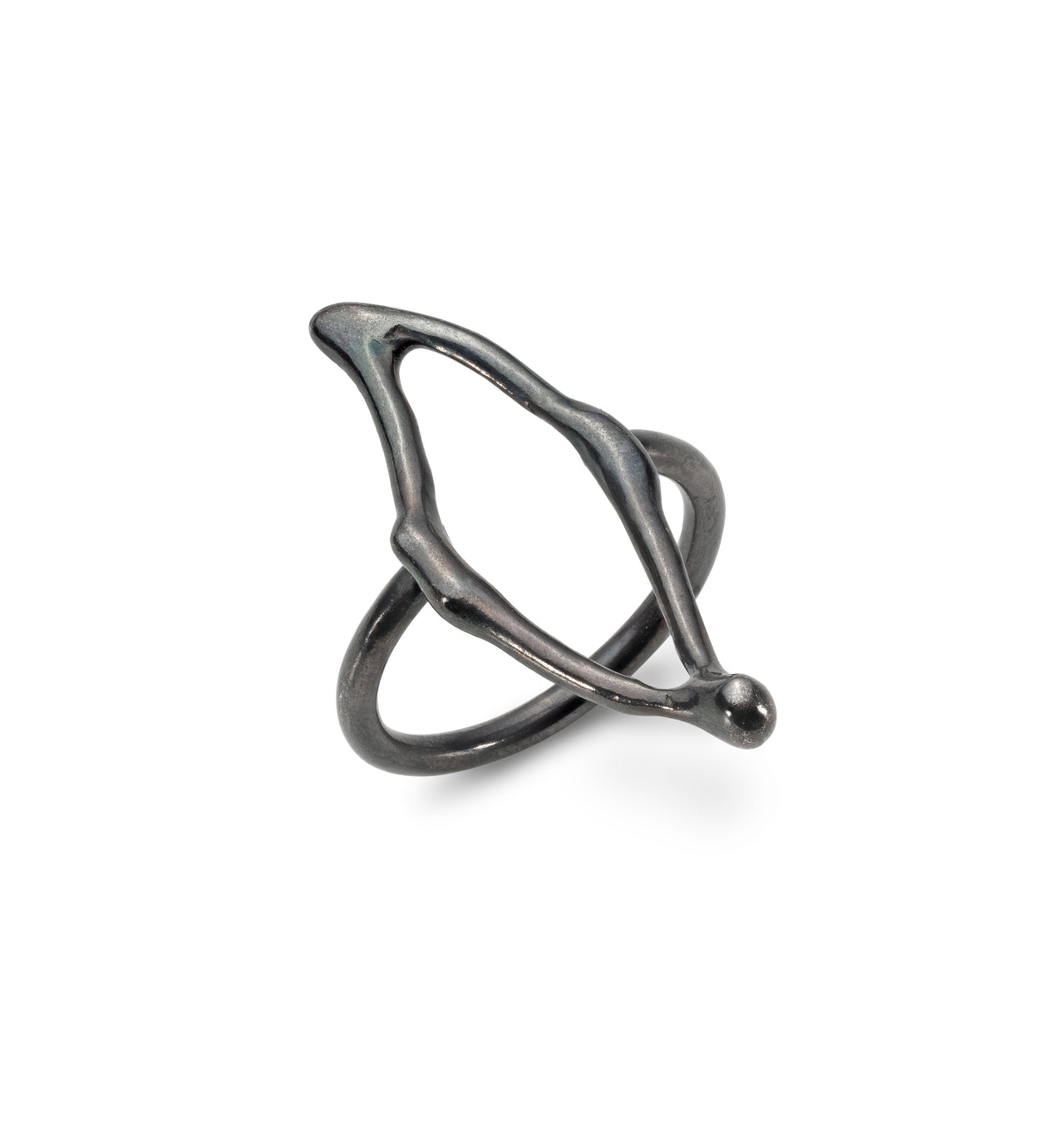 Oxidised Sterling Silver Single Fragment Ring