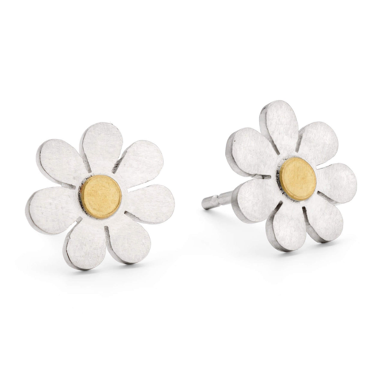 Little Sterling Silver & 18ct Gold Forget Me Not Stud Earrings