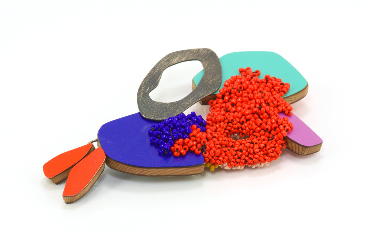 Mixed Media Reversible Brooch