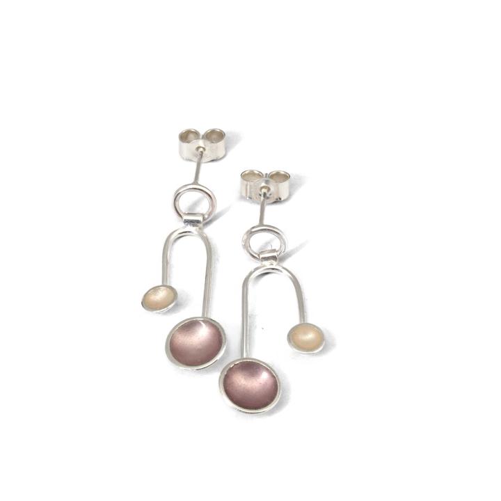 Halo Double Balance Earrings - Bronze & Pearl