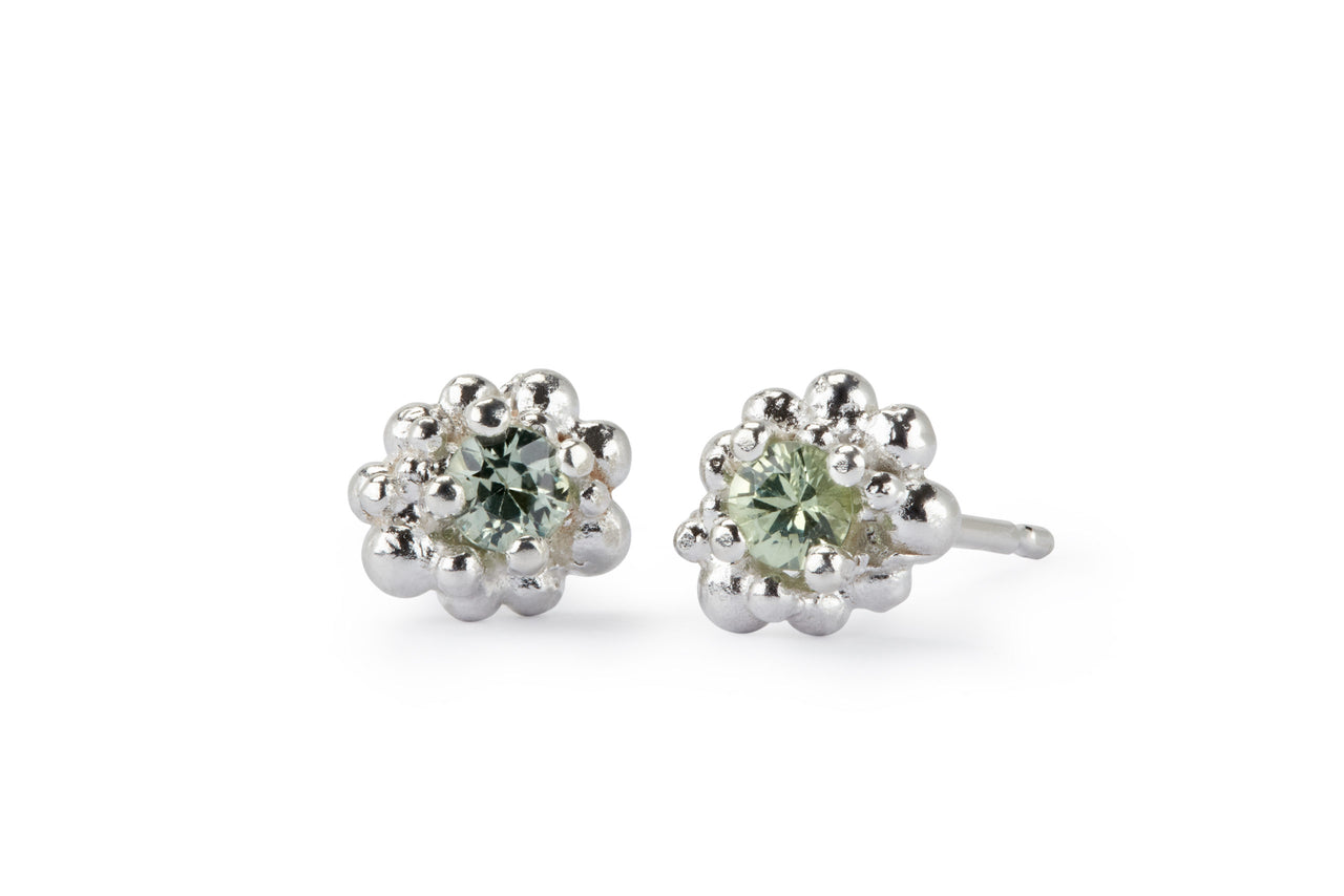 Cluster Earrings & Green Sapphire