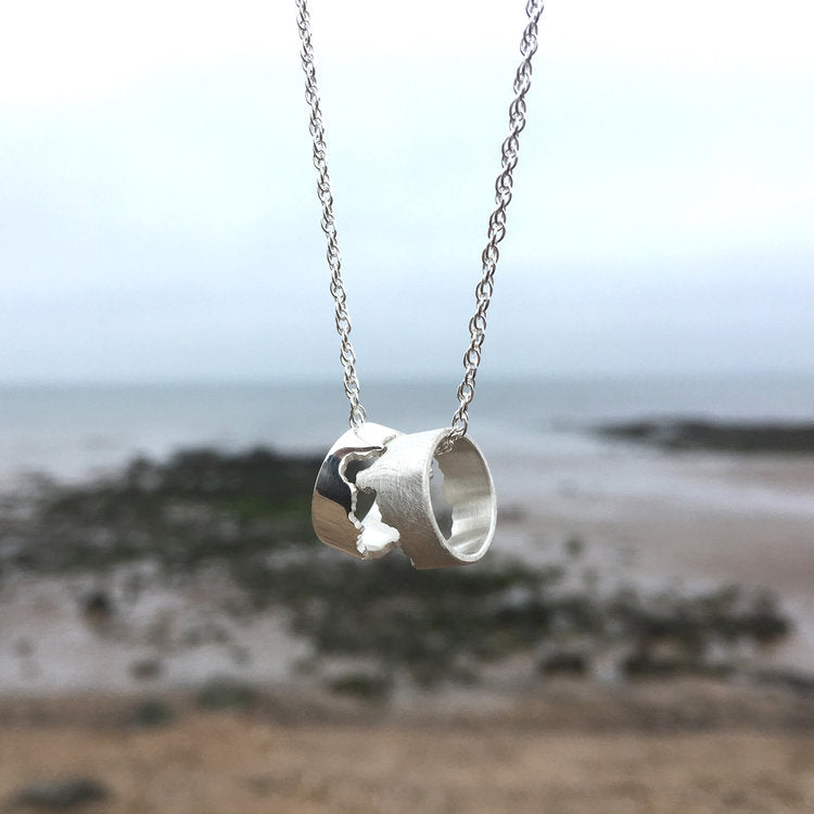Silver Coastline Hoop Necklace - Cornwall