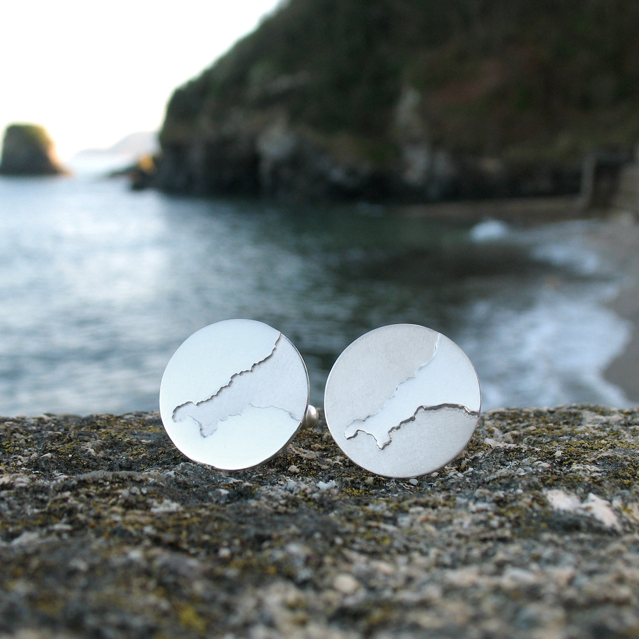 Silver Cornwall Coastline Cufflinks