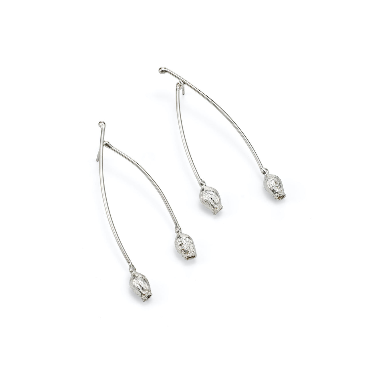 Silver Hawthorn Stem Earrings
