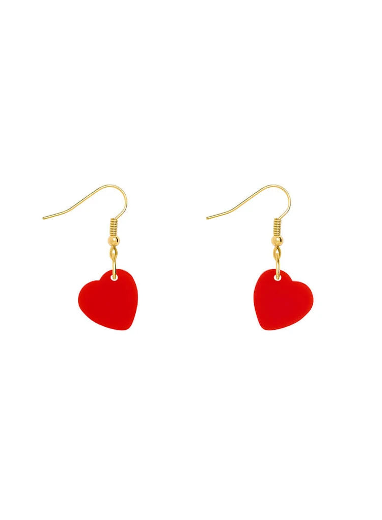 Red charm heart earrings