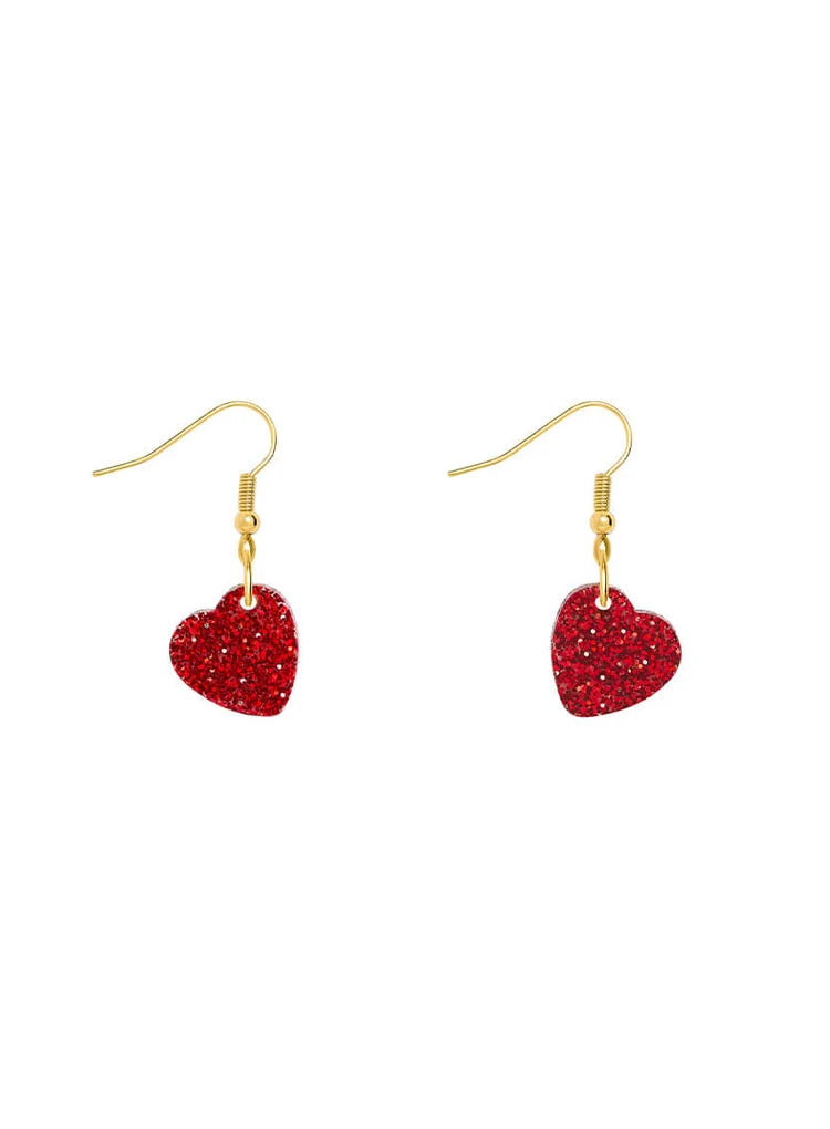 Red glitter heart earrings
