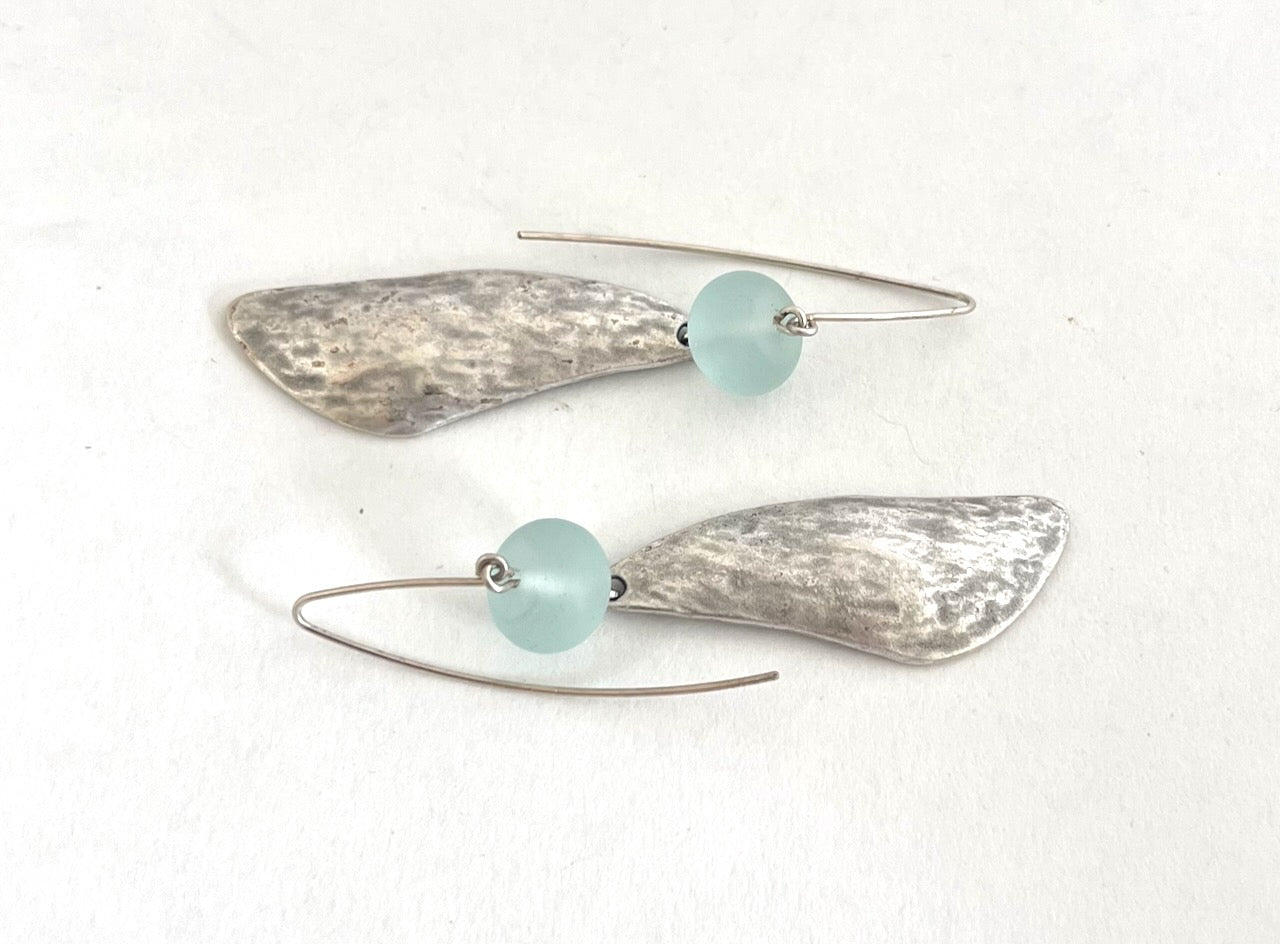 Sea Glass and Silver Earrings