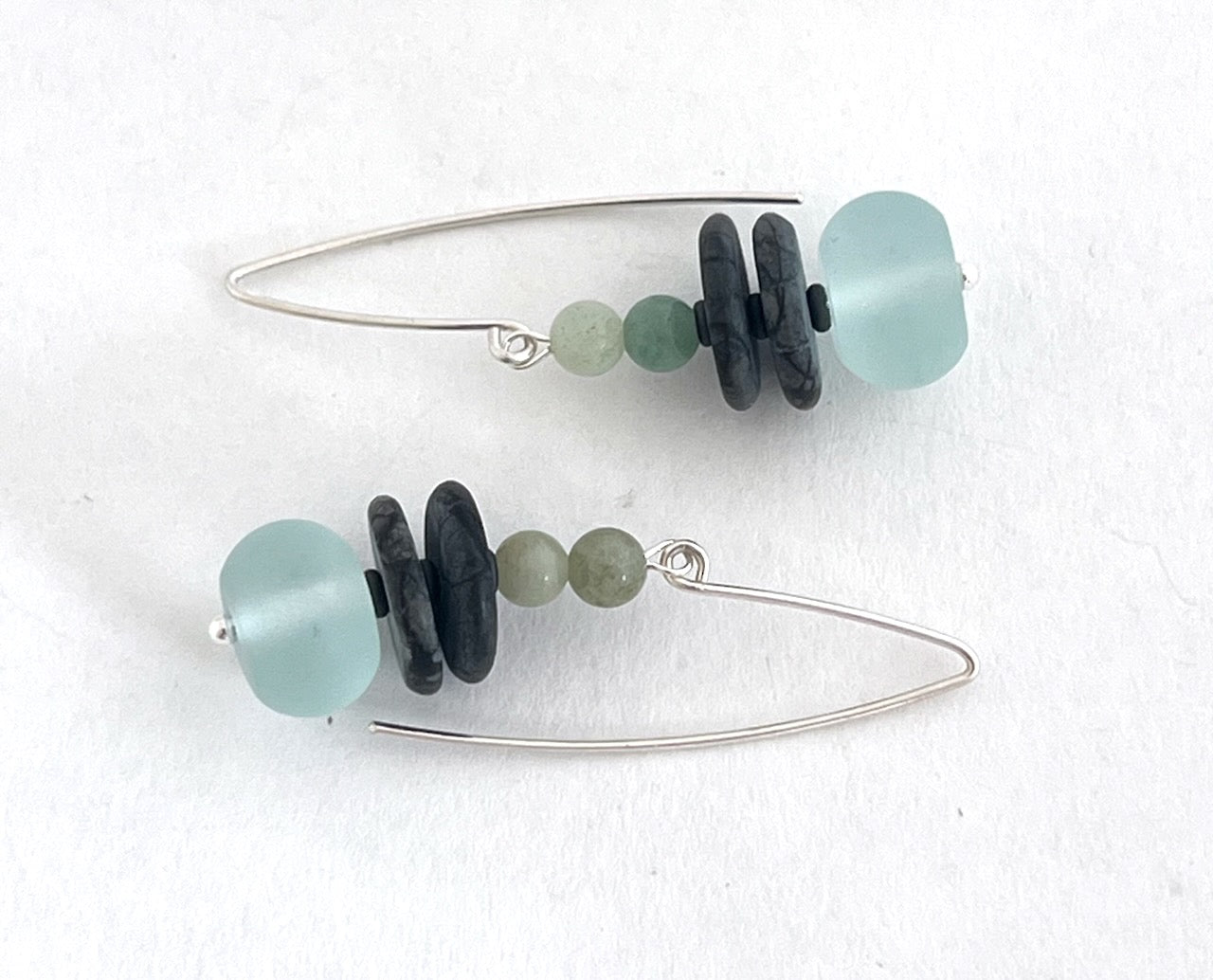 Sea Glass and Gemstone Earrings