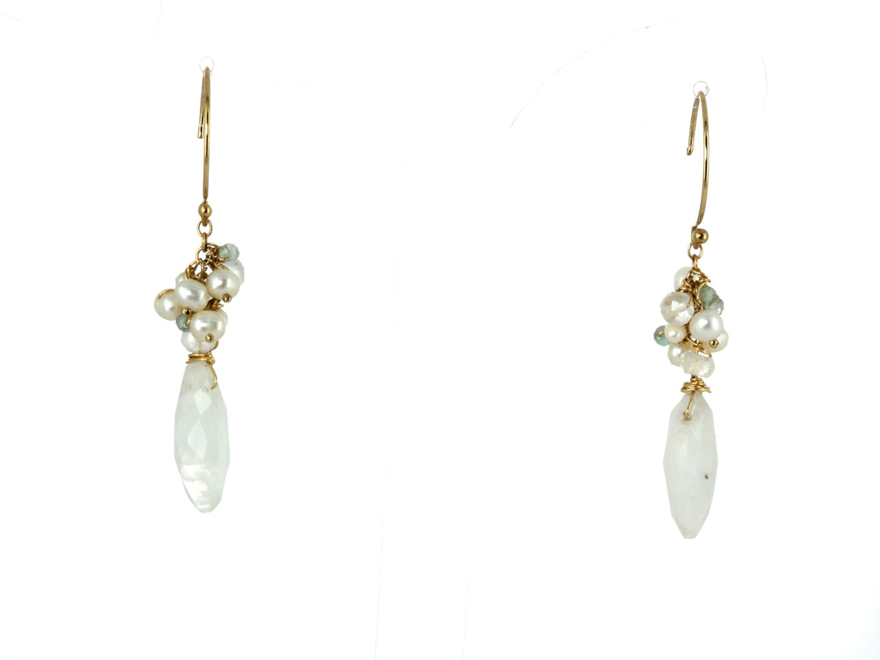 Rainbow Moonstone And Gold Earrings