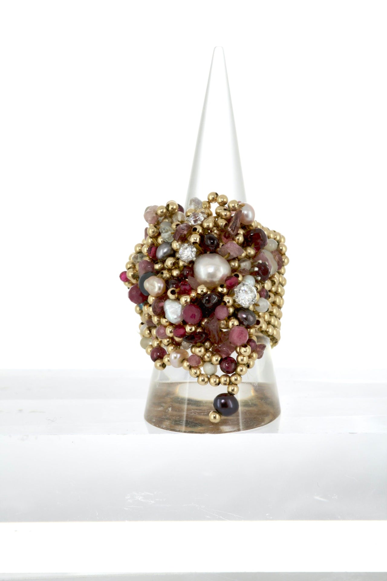 9ct Gold Bead Ring With Garnet