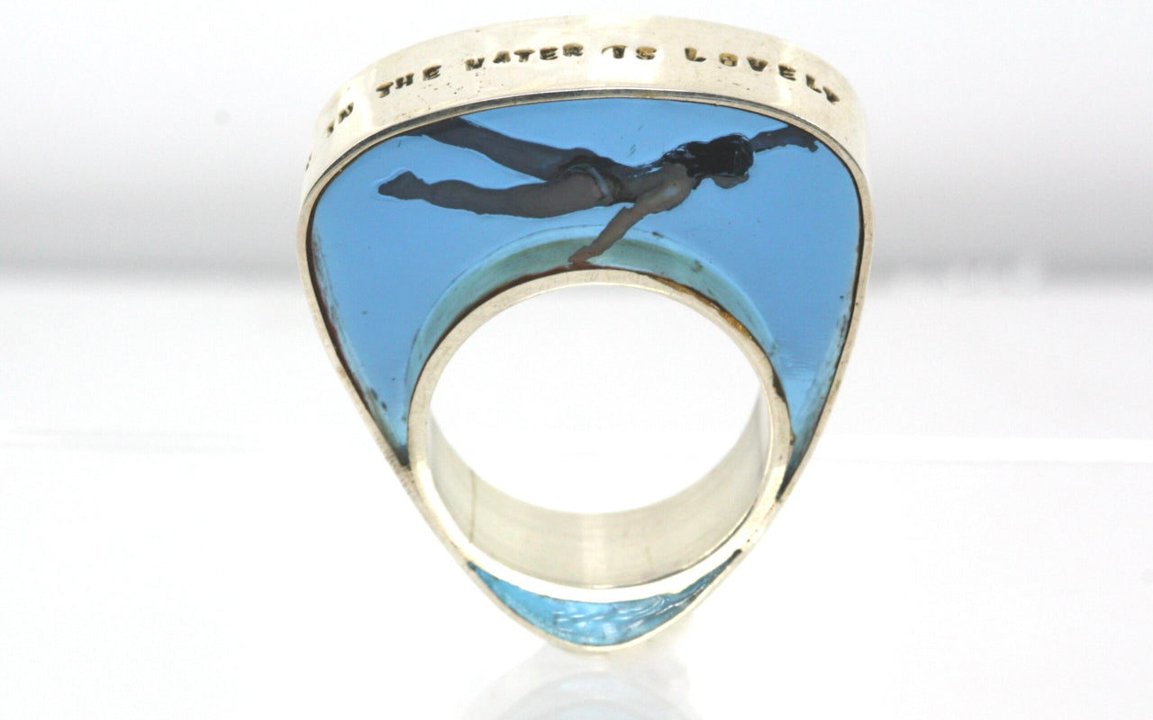 Swimmer Silver Resin Ring