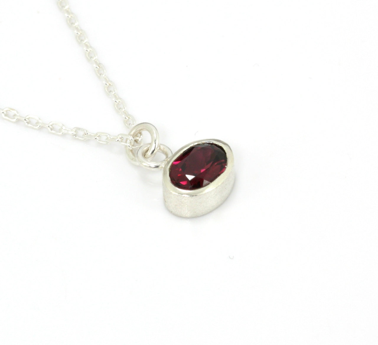 Silver / Garnet Birthstone Necklace