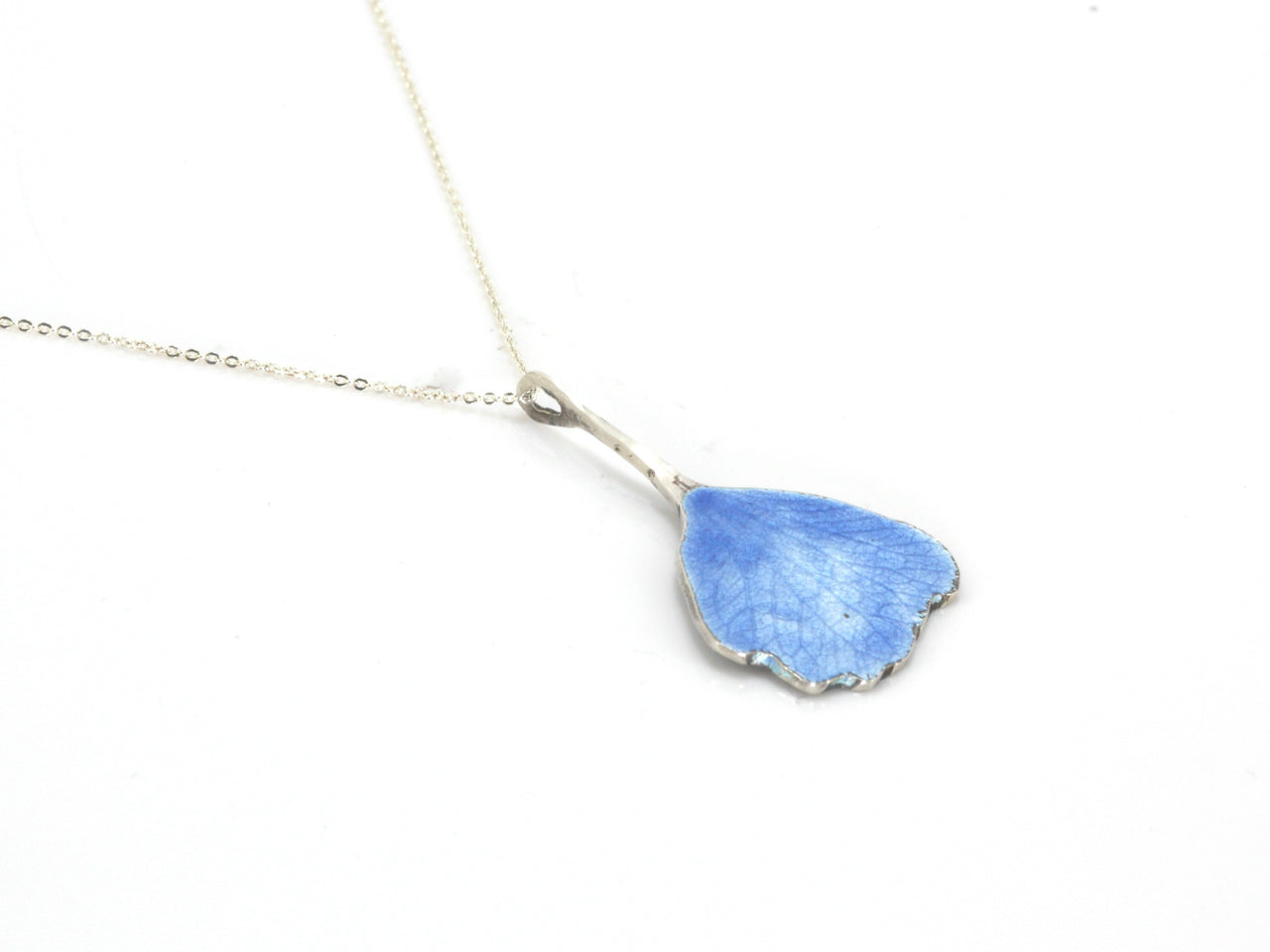 Blue Enamel Leaf Necklace