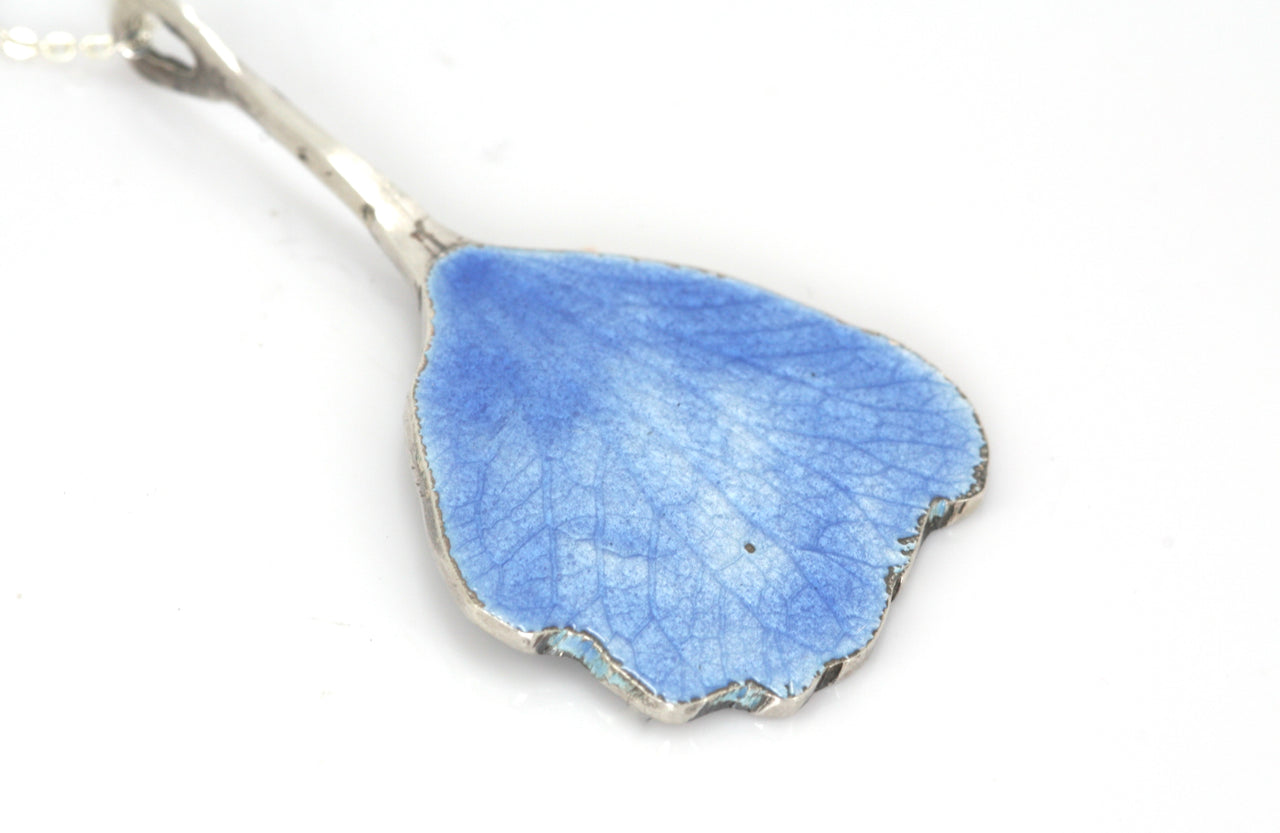 Blue Enamel Leaf Necklace