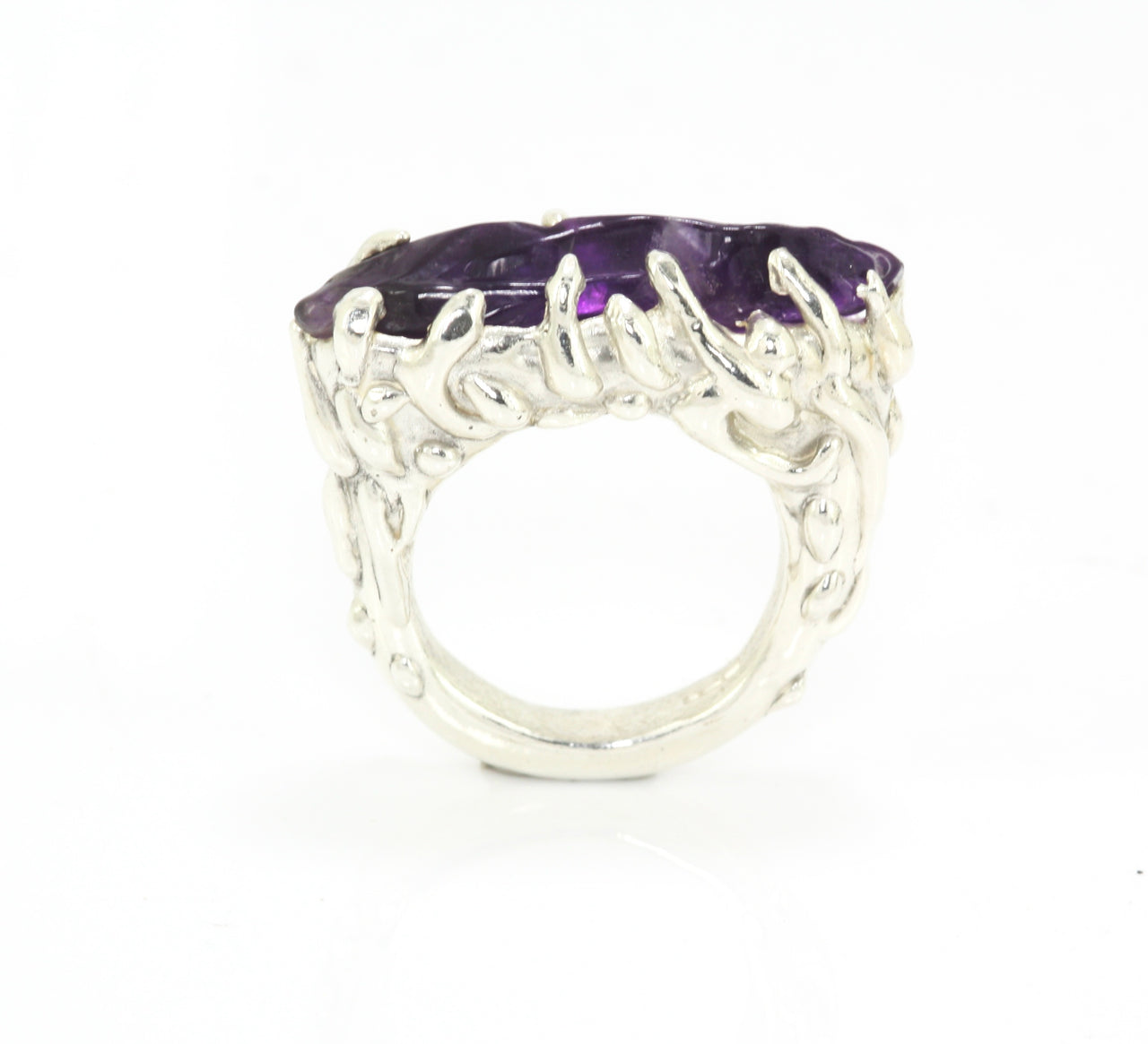 Dewdrop Amethyst Silver Ring