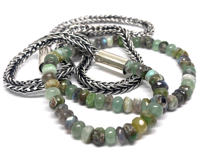 Rope Chain with Aventurine, Opal and Labrodorite Beads
