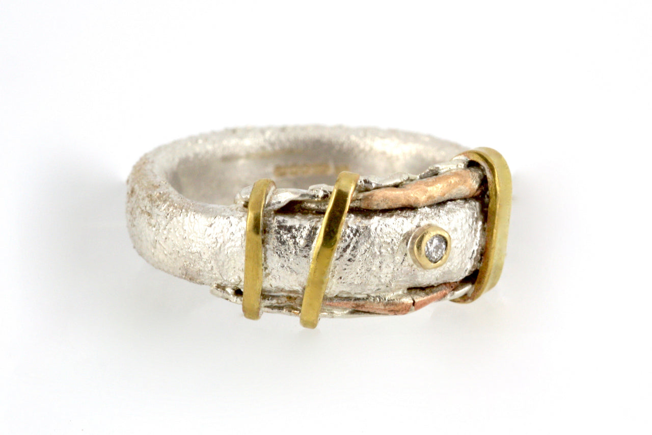 Silver, Brass, Copper, Gold & Diamond Ring UNISEX
