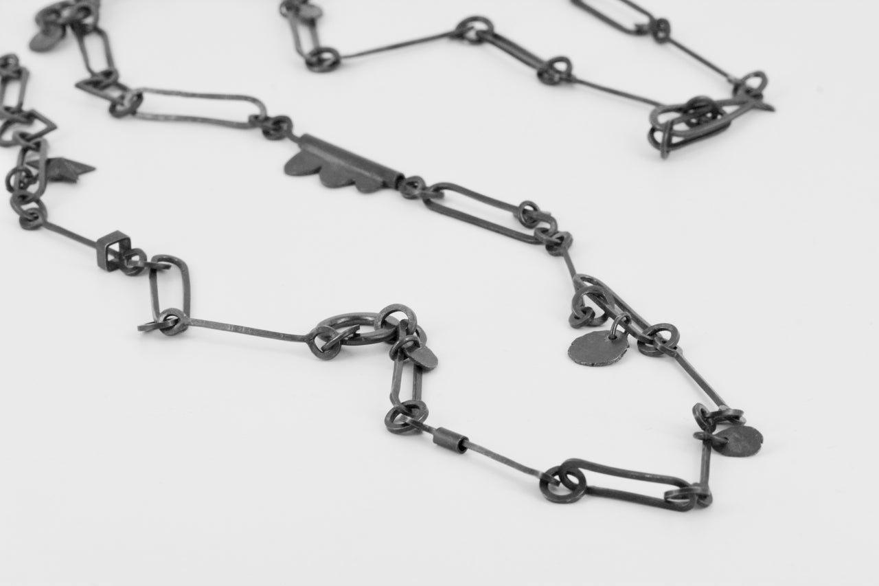 Long Oxidised Chain Necklace
