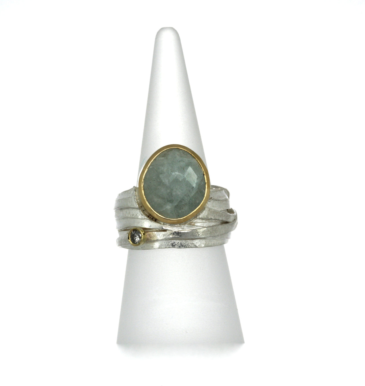 Wrap Ring with Aquamarine & Diamond