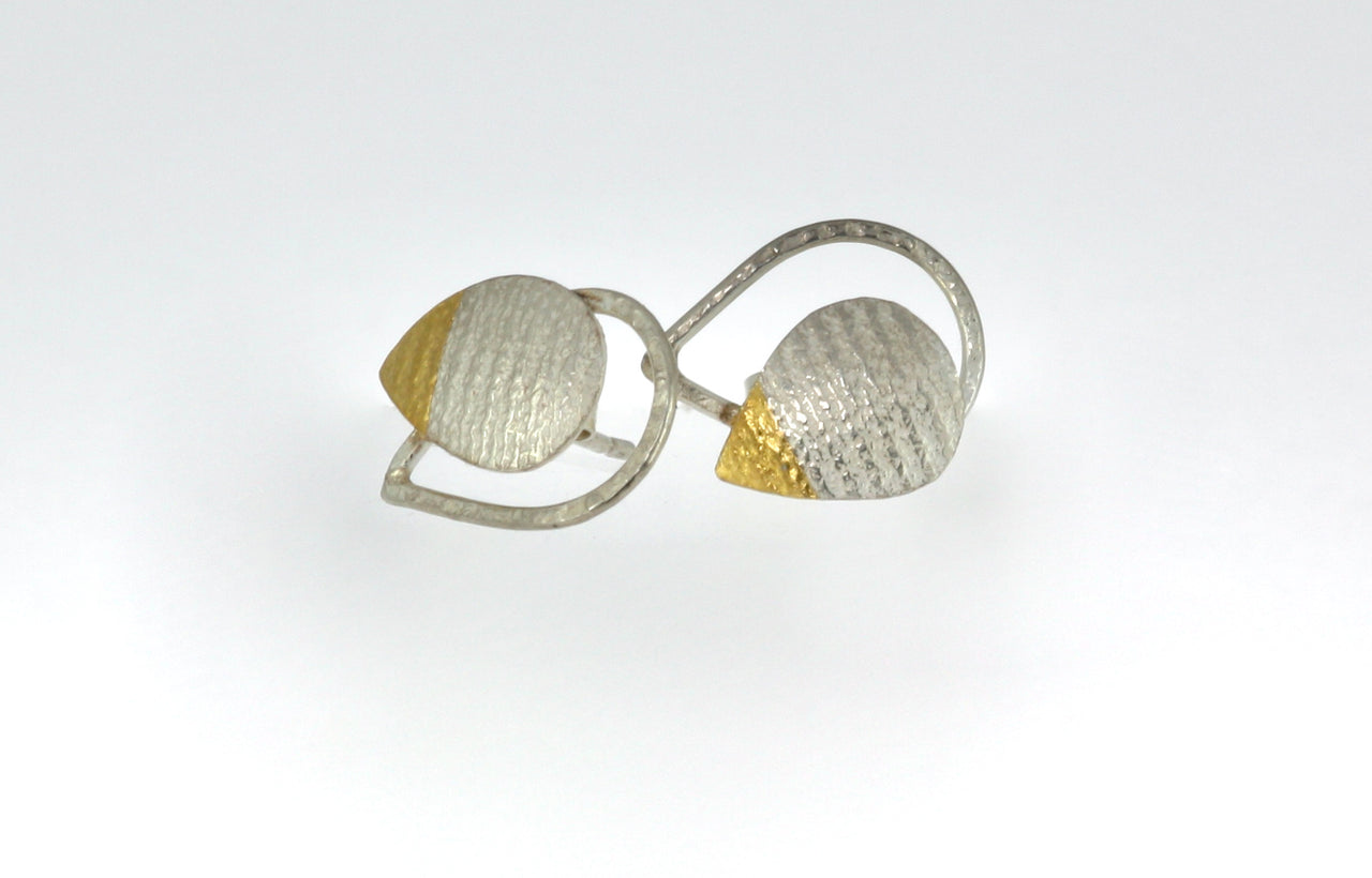 Sterling Silver & Gold Petal Outline Stud Earrings