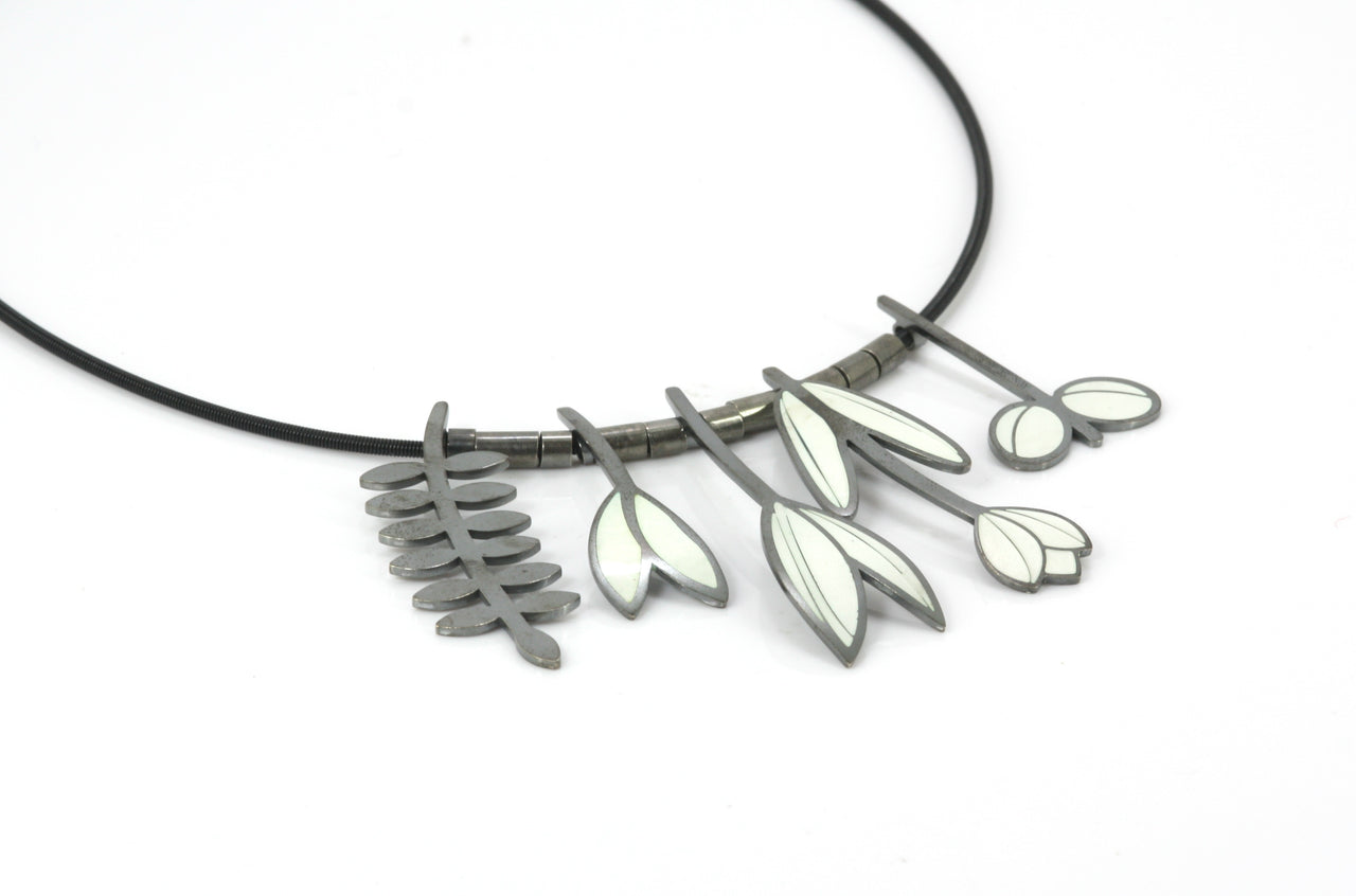 Multi Charm White Enamel Necklace