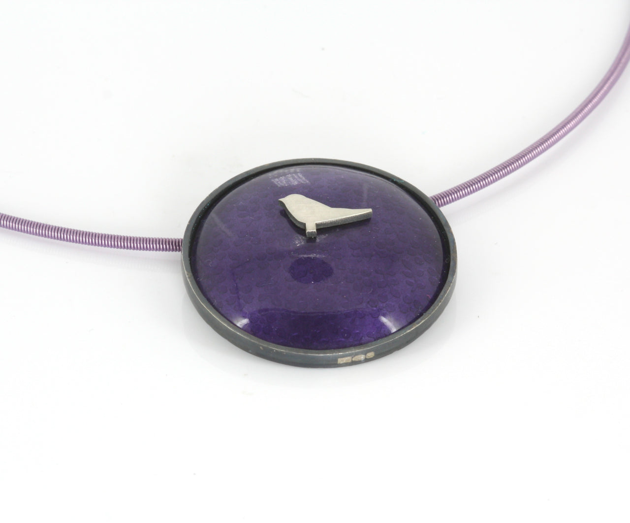 Aubergine Enamel Bird Pendant