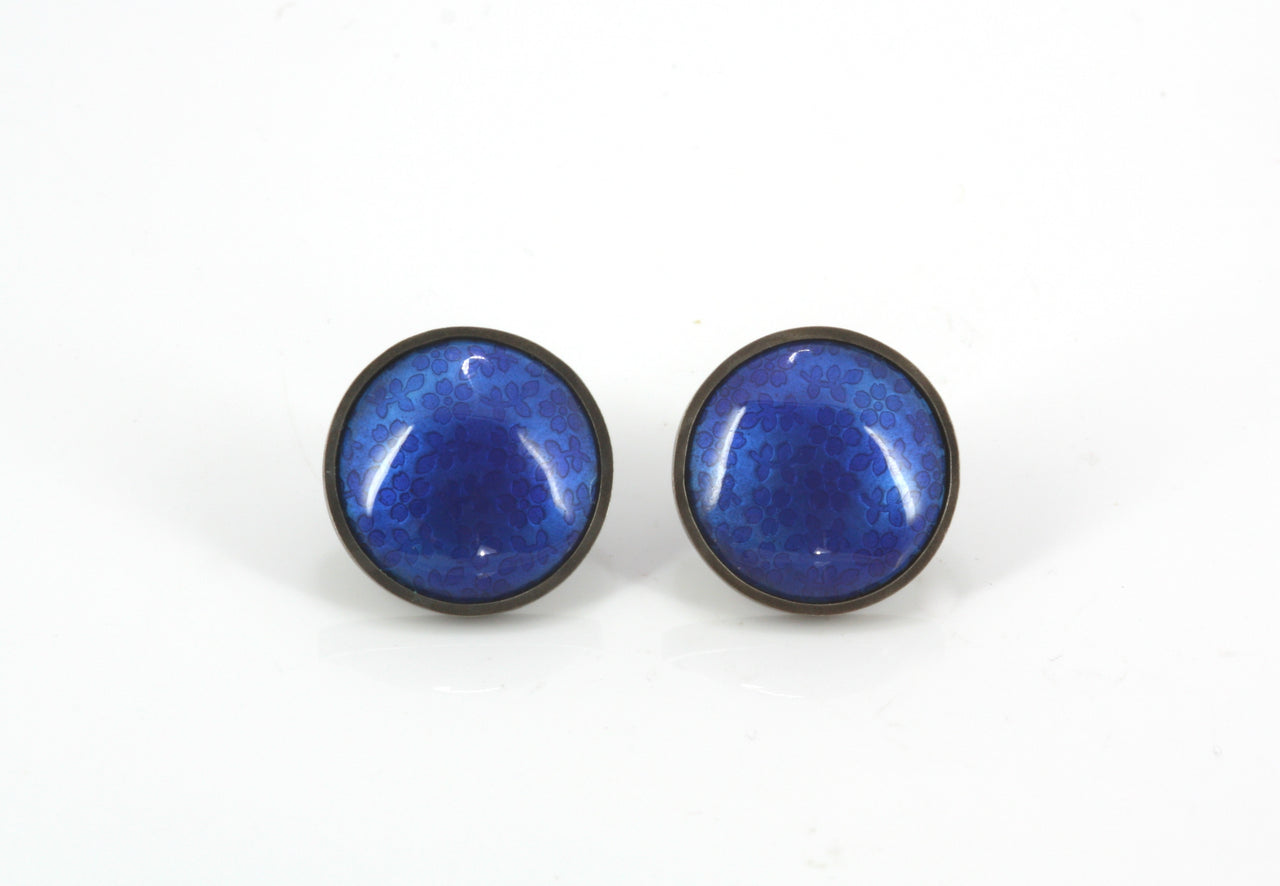 Blue Enamel Stud Earrings