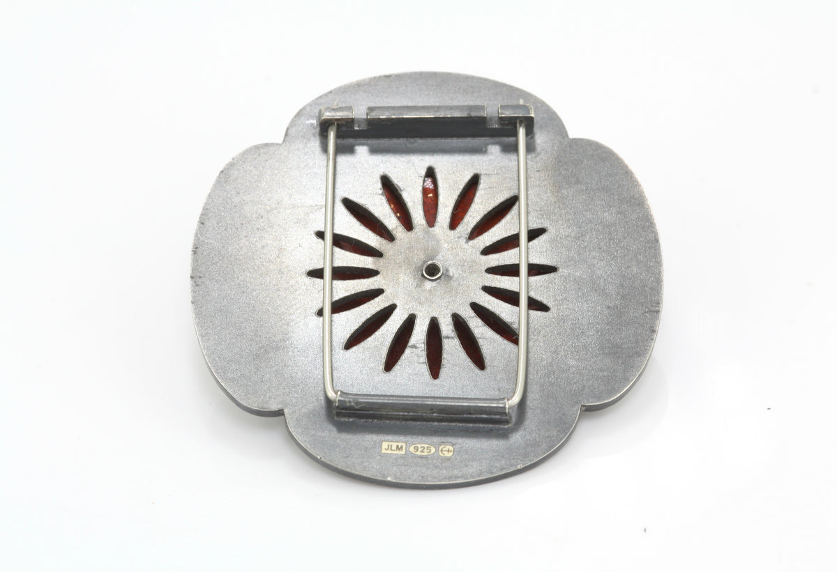 Red and Blue Rosette Brooch