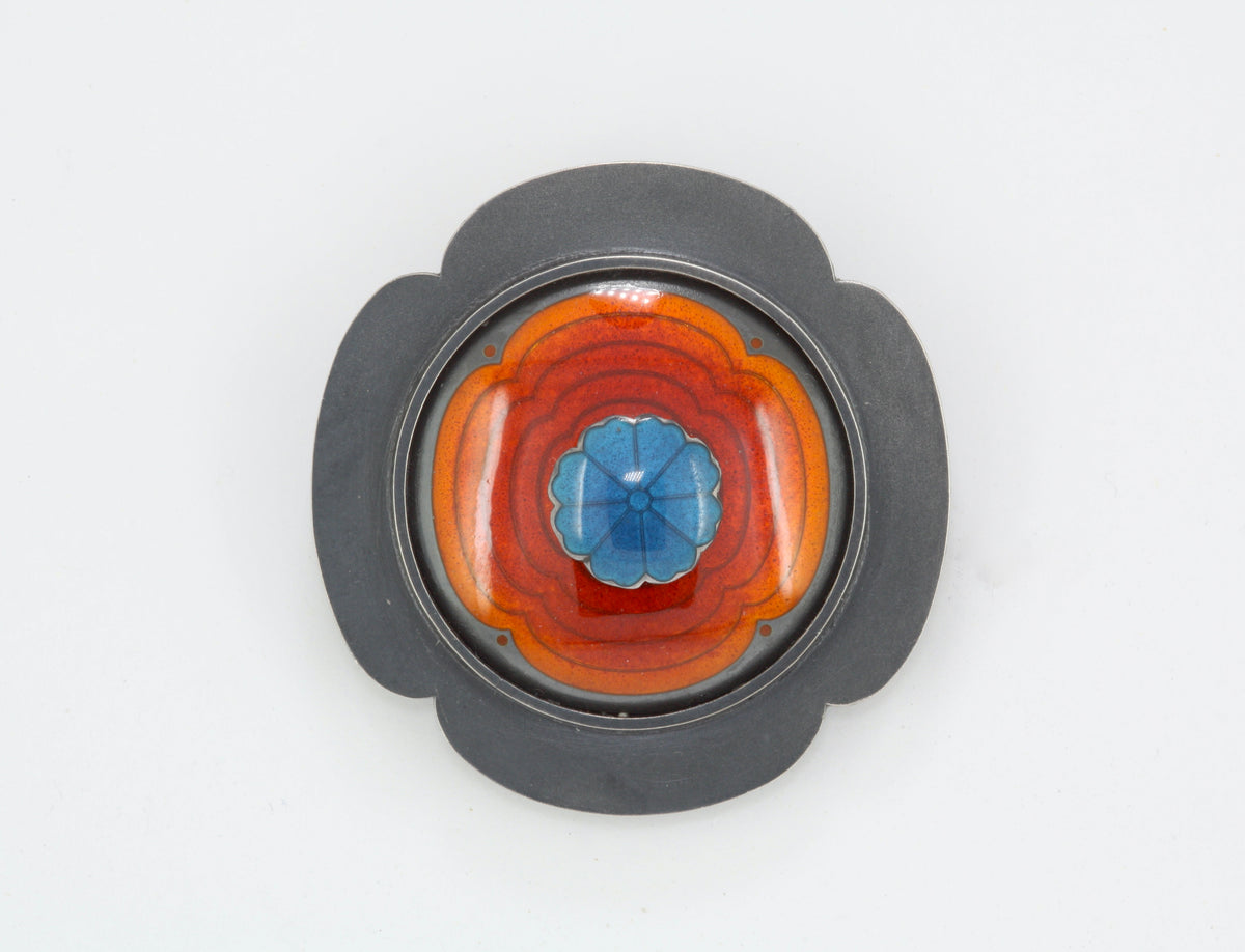 Red and Blue Rosette Brooch