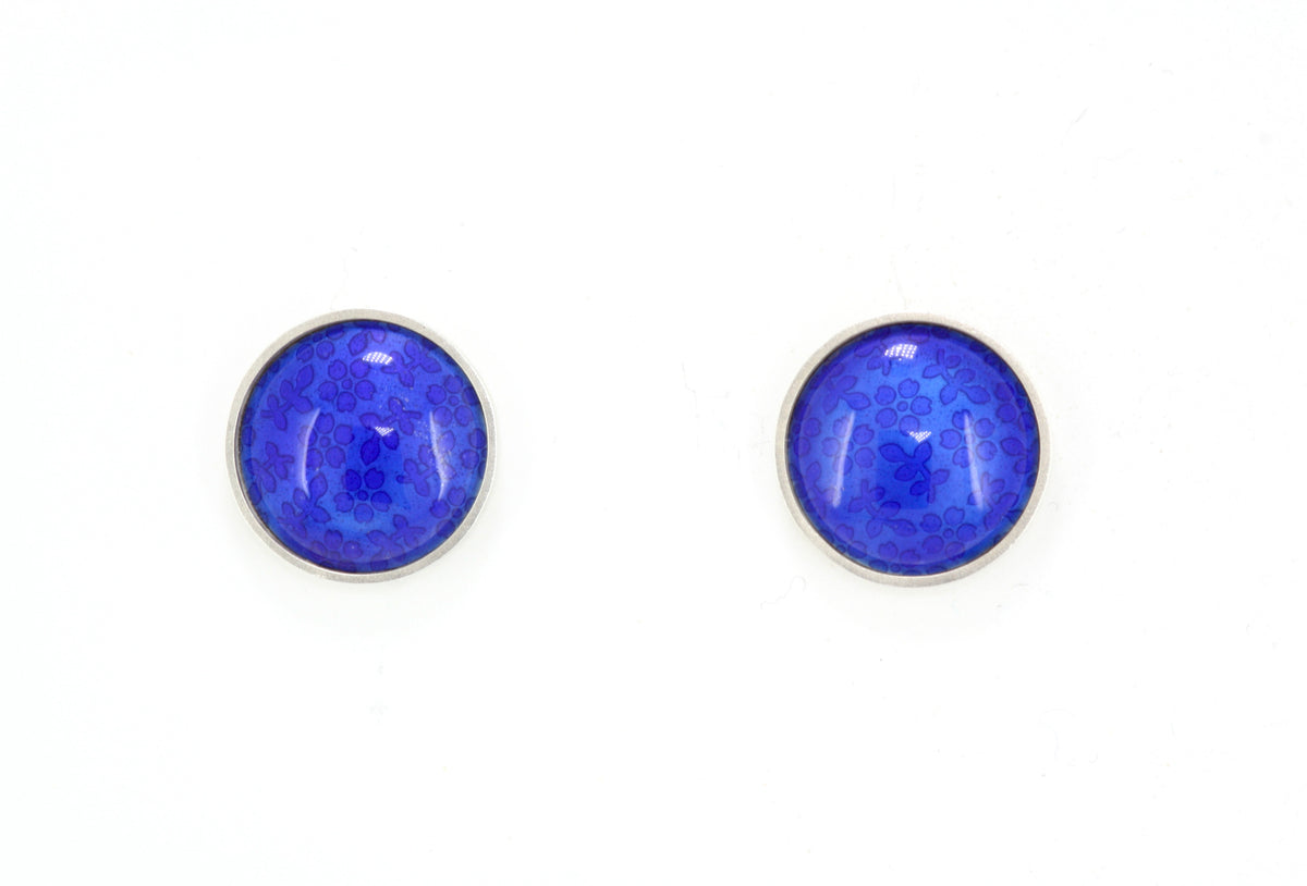 Blue Enamel Stud Earrings