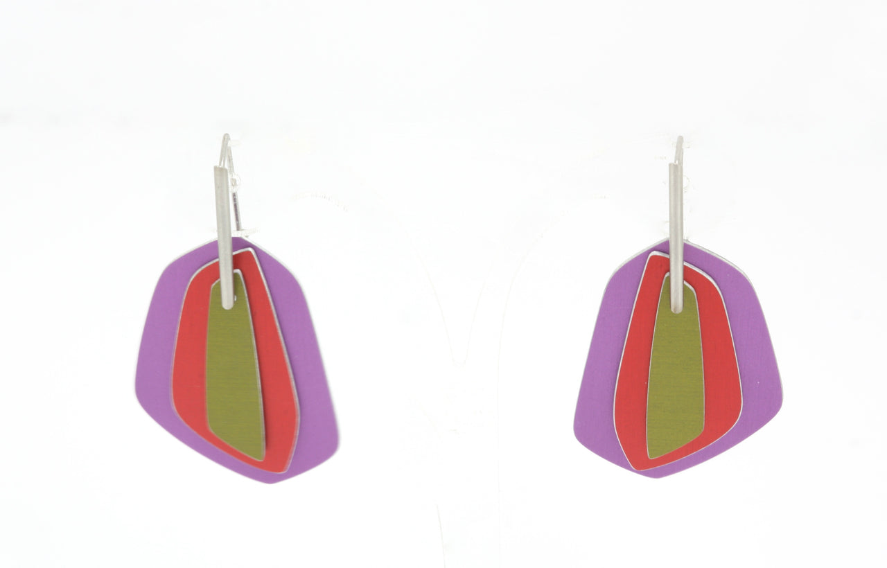 Dash Earrings Magenta, Red and Khaki